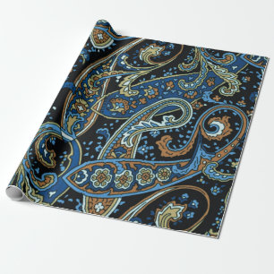 Blue Vintage Paisley Mönster Presentpapper