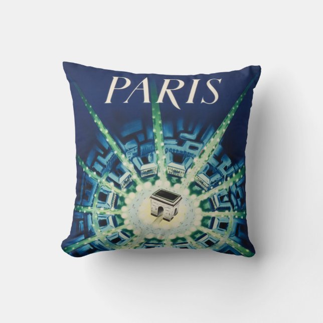 Blue Vintage Paris City Fransk Luft Travel Kudde (Framsida)