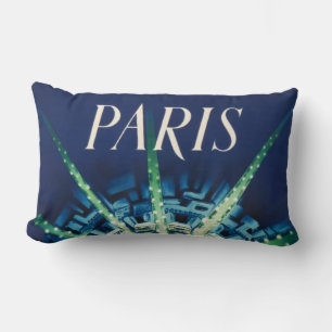 Blue Vintage Paris City Fransk Luft Travel Lumbarkudde