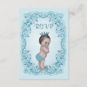 Blue Vintage Prince Baby Shower Osa Kort