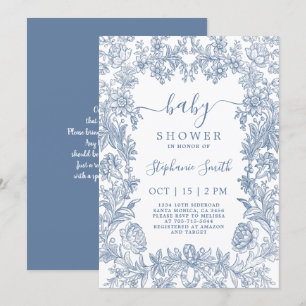 Blue Vintage Ram Baby Shower Inbjudningar