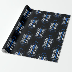 Blue Vintage Rock and roll Presentpapper