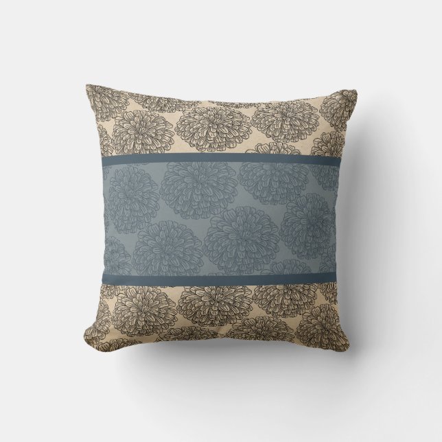 Blue Vintage Zinnia Pillow Kudde (Framsida)