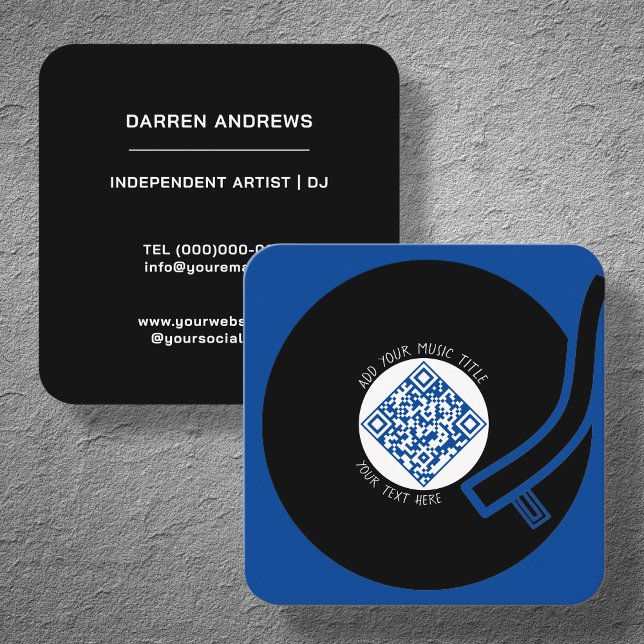 Blue Vinyl LP | QR-kod för musik Fyrkantigt Visitkort (Skapare uppladdad)