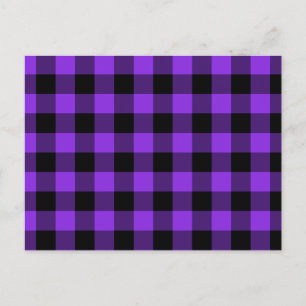 Blue Violet and Black Gingham Vykort