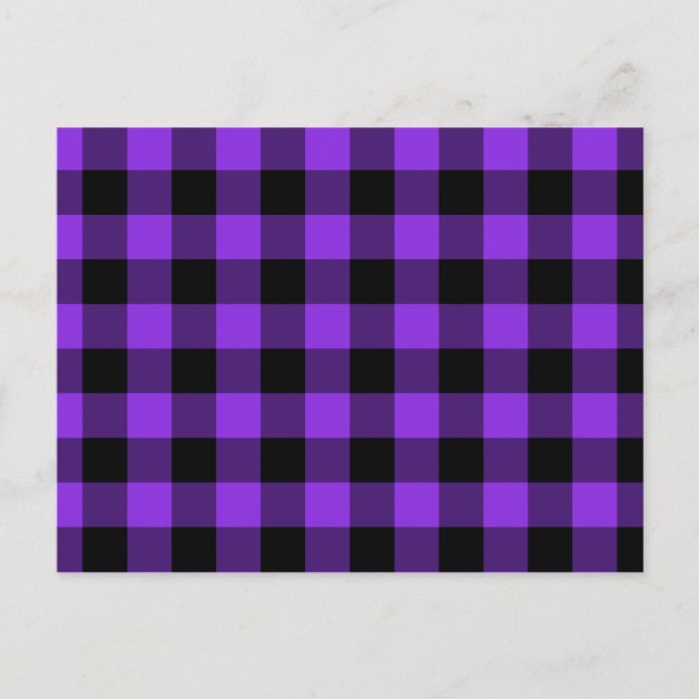 Blue Violet and Black Gingham Vykort (Framsida)