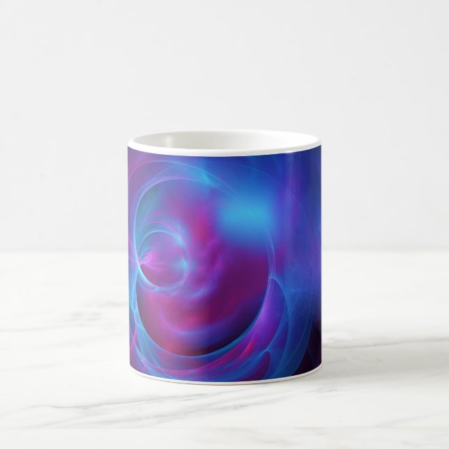 Blue Violet and Rosa Cosmic Swirly Fractal Kaffemugg (Center)