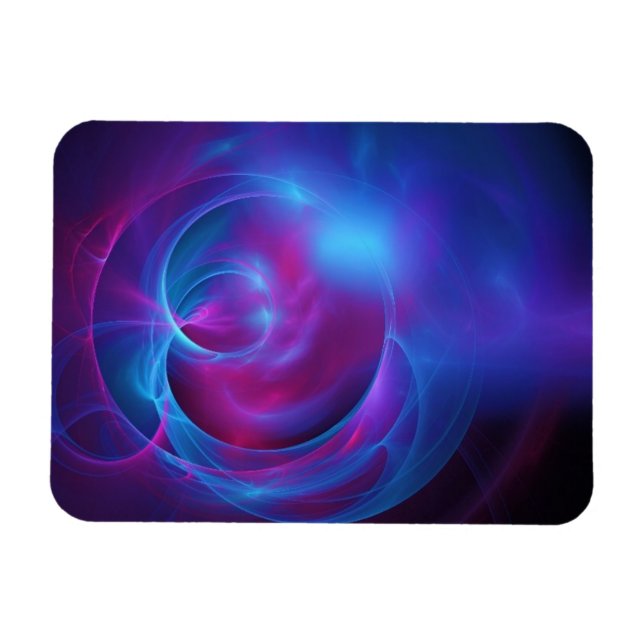 Blue Violet and Rosa Cosmic Swirly Fractal Magnet (Horisontell)