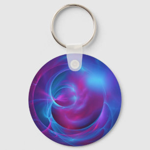 Blue Violet and Rosa Cosmic Swirly Fractal Nyckelring