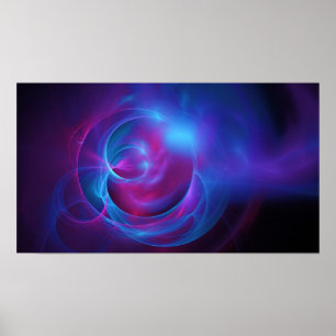 Blue Violet and Rosa Cosmic Swirly fractal Poster