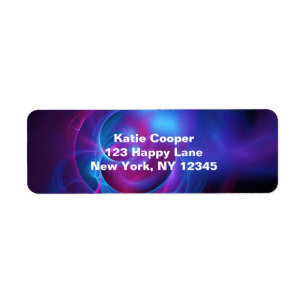 Blue Violet and Rosa Cosmic Swirly fractal Returadress Etikett