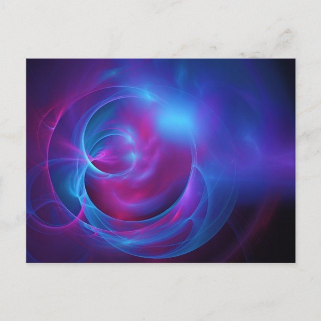 Blue Violet and Rosa Cosmic Swirly fractal Vykort (Framsida)