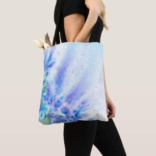 Blue Violet Fält i Flowers Abstrakt Vattenfärg Tygkasse