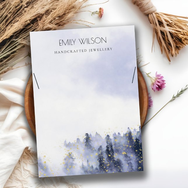BLUE VIOLET FOG SNÖ LANDSCAPE NECKLACE VISNING VISITKORT (Skapare uppladdad)