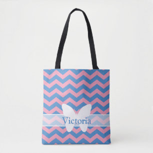 Blue Violet Frosted Orchid Chevrons med Butterfly Tygkasse