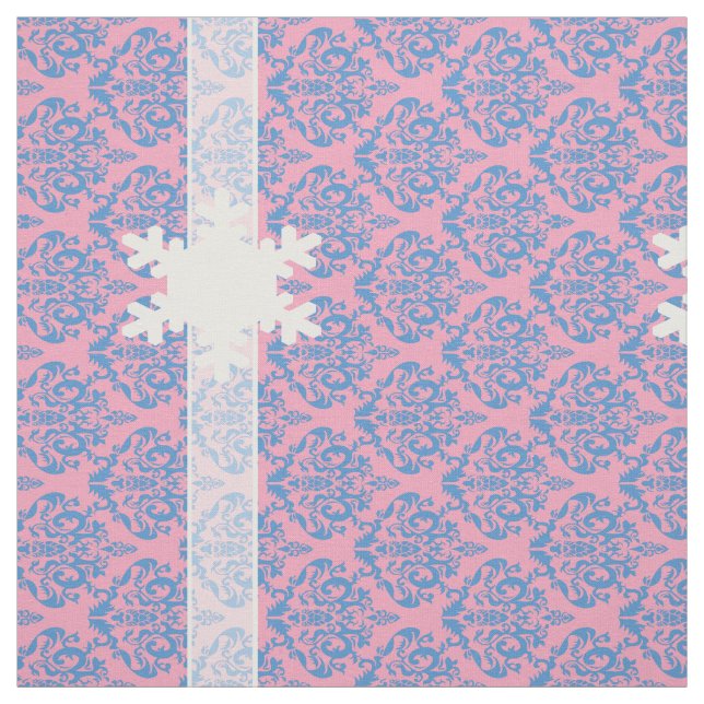 Blue Violet Frosted Orchid Damask with Snowflake Tyg (Provkarta)