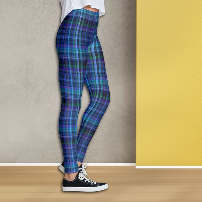 Blue Violet Grönt Black Tartan Play Leggings (Skapare uppladdad)