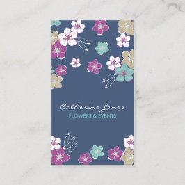 Blue violet hawaiian exotic flowers illustration visitkort