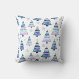 Blue Violet Modern Julgran Mönster Kudde