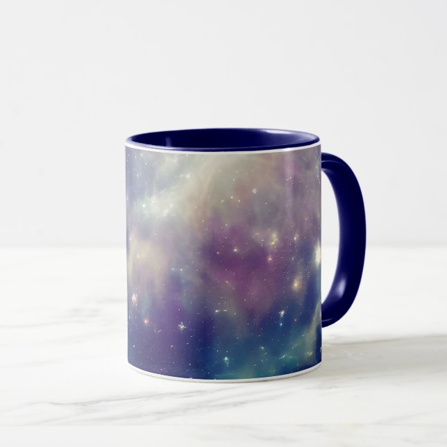 Blue Violet Teal Cosmic Nebula Milky Way Mugg (Framsida höger)
