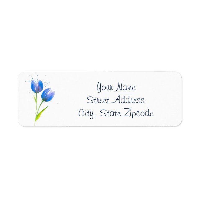Blue Violet Tulips Returadress Etikett (Framsidan)