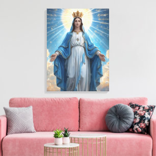 Blue VIrgin Mary Himmelsk Canvastryck