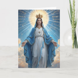 Blue VIrgin Mary Sympathy Foleting Card Kort