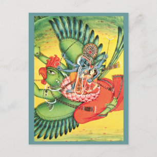Blue Vishnu Hindu God Art Card Vykort