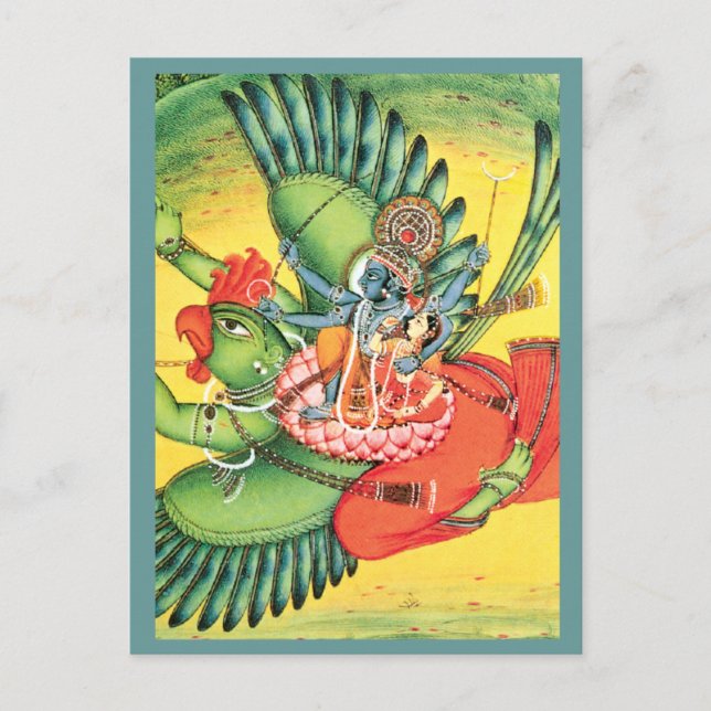 Blue Vishnu Hindu God Art Card Vykort (Framsida)
