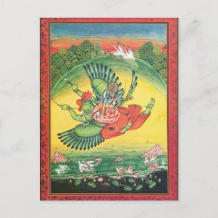 Blue Vishnu på Garuda Hindu God Art Card Vykort