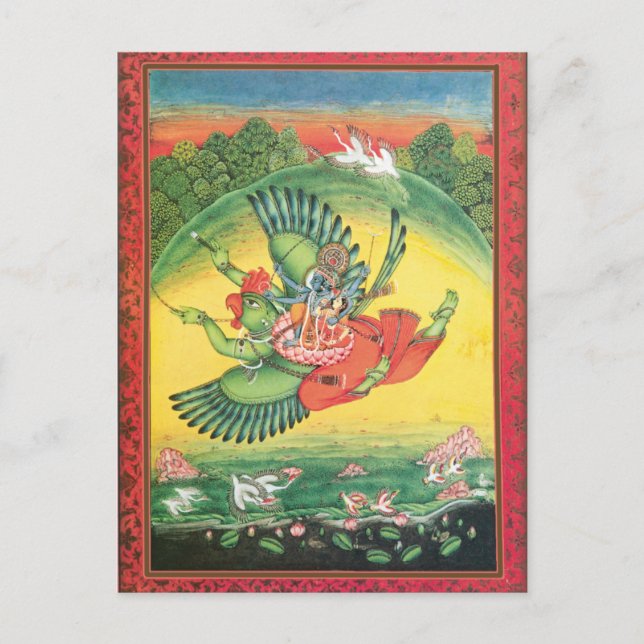 Blue Vishnu på Garuda Hindu God Art Card Vykort (Framsida)