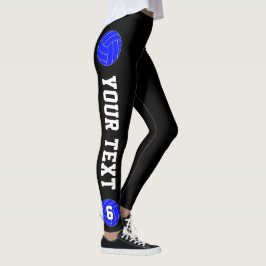 Blue Volleyball Anpassningsbar Team Namn & Player  Leggings