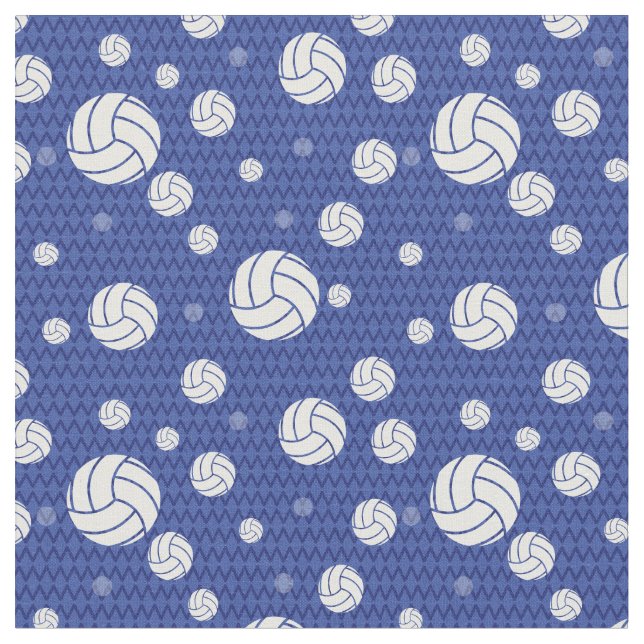 Blue Volleyball Chevron Patterned Tyg (Närbild)