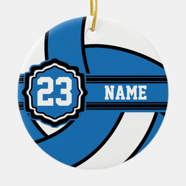 Blue Volleyball | DIY Namn och nummer Julgransprydnad Keramik (Framsidan)