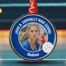 Blue Volleyball Player Photo Christmas Gift Julgransprydnad Metall