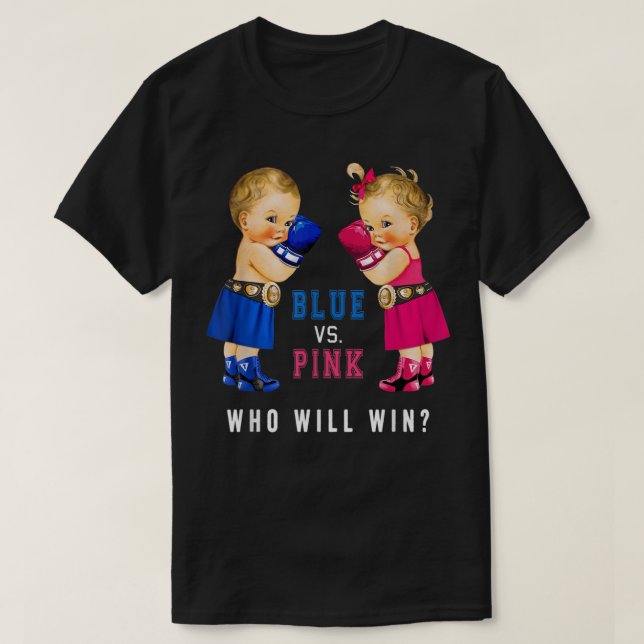 Blue vs Pink Boxing Babies Gender Reveal Party T-4 T Shirt (Design framsida)