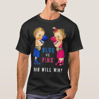 Blue vs Pink Boxing Babies Gender Reveal Party T-4 T Shirt