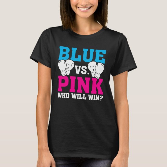Blue Vs Pink Ethnic Boxing Babies Gender Reveal T Shirt (Framsida)