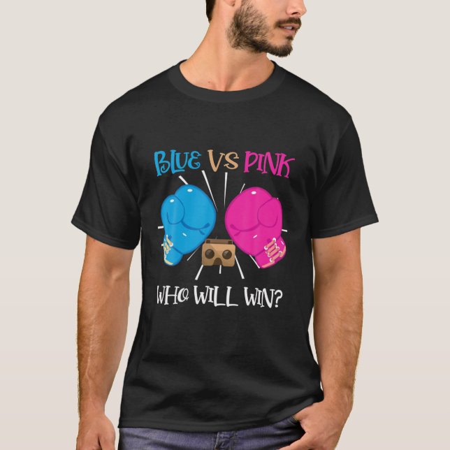 Blue Vs Rosa Boxing Gender Reveal Party Ideal T Shirt (Framsida)