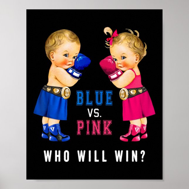 Blue Vs Rosa Boxing Spädbarn Gender Reveal Party S Poster (Framsidan)