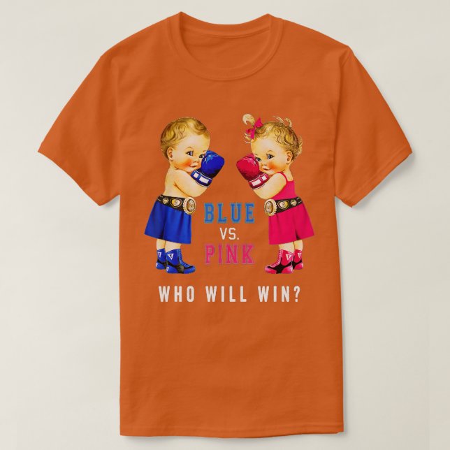 Blue vs Rosa Boxing Spädbarn Gender Reveal Party T Shirt (Design framsida)