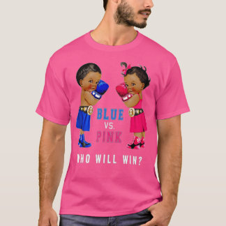 Blue vs Rosa Ethnic Boxing Spädbarn Gender Reveal T Shirt