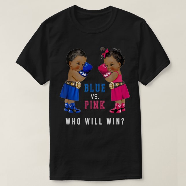 Blue vs Rosa Ethnic Boxing Spädbarn Gender Reveal  T Shirt (Design framsida)