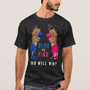 Blue vs Rosa Ethnic Boxing Spädbarn Gender Reveal T Shirt