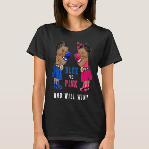 Blue vs Rosa Ethnic Boxing Spädbarn Gender Reveal T Shirt