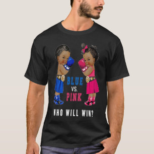 Blue vs Rosa Ethnic Boxing Spädbarn Gender Reveal T Shirt