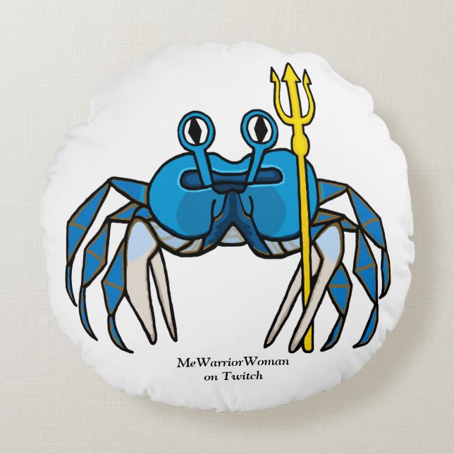 Blue Warrior Crab, WarriorWoman på Twitch Rund Kudde (Framsidan)