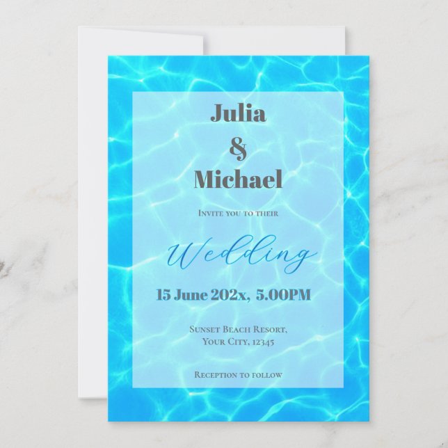 Blue Water Beach & Destination Wedding Ocean Theme Inbjudningar (Framsida)