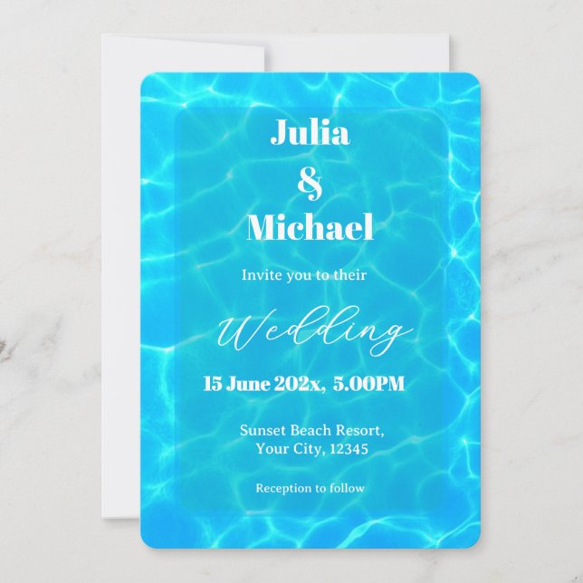Blue Water Beach & Destination Wedding Ocean Theme Inbjudningar (Framsida)