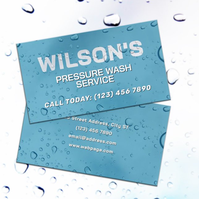 Blue water drops washing service Business Card Visitkort (Skapare uppladdad)